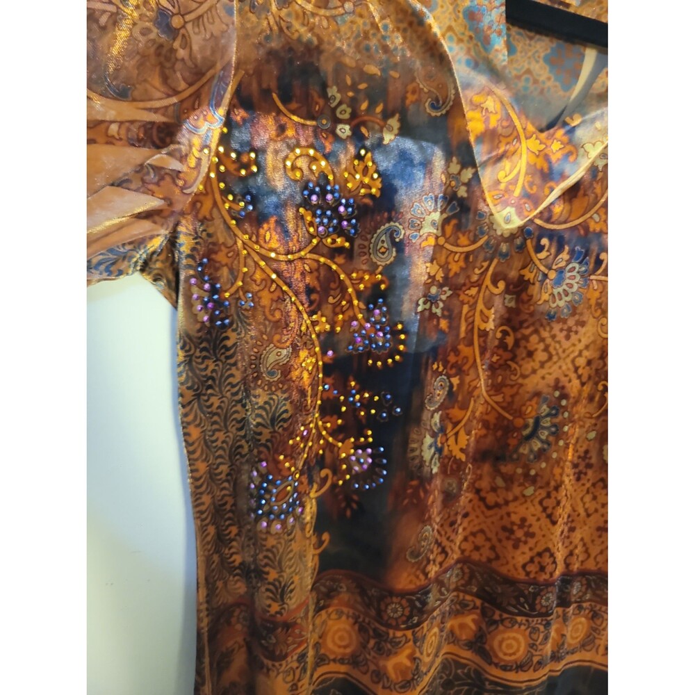 Vintage Y2K Whimsical Velour Top Sz M Bohemian Whimsigoth Fairy Grunge - Picture 3 of 7